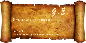 Grünzweig Emese névjegykártya
